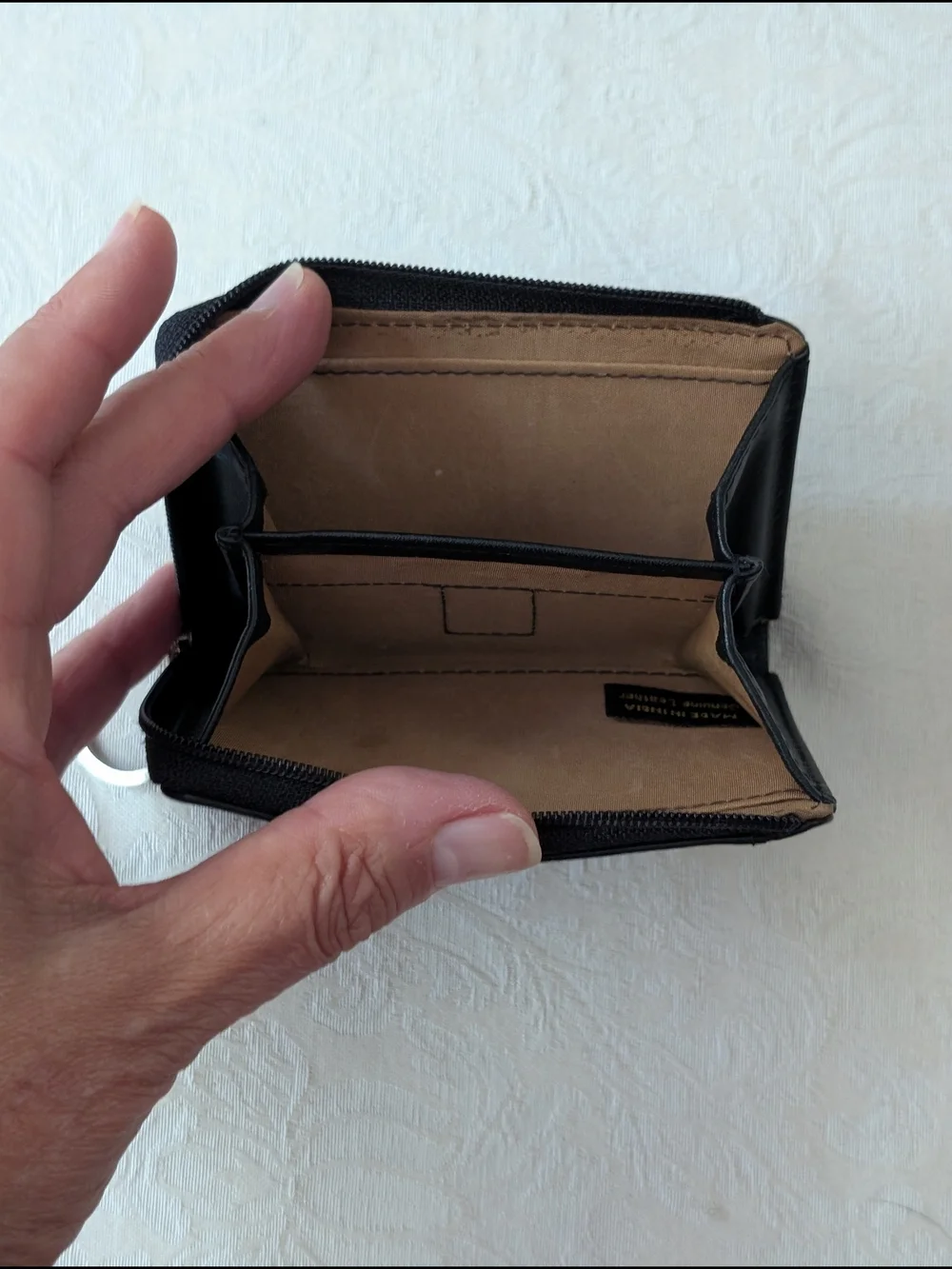 Black Men Women's Zip-Around Wallet ID Window Key Ring Solid